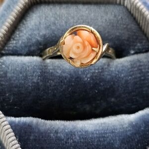 14k Coral Flower Yellow Gold Ring (Vintage)